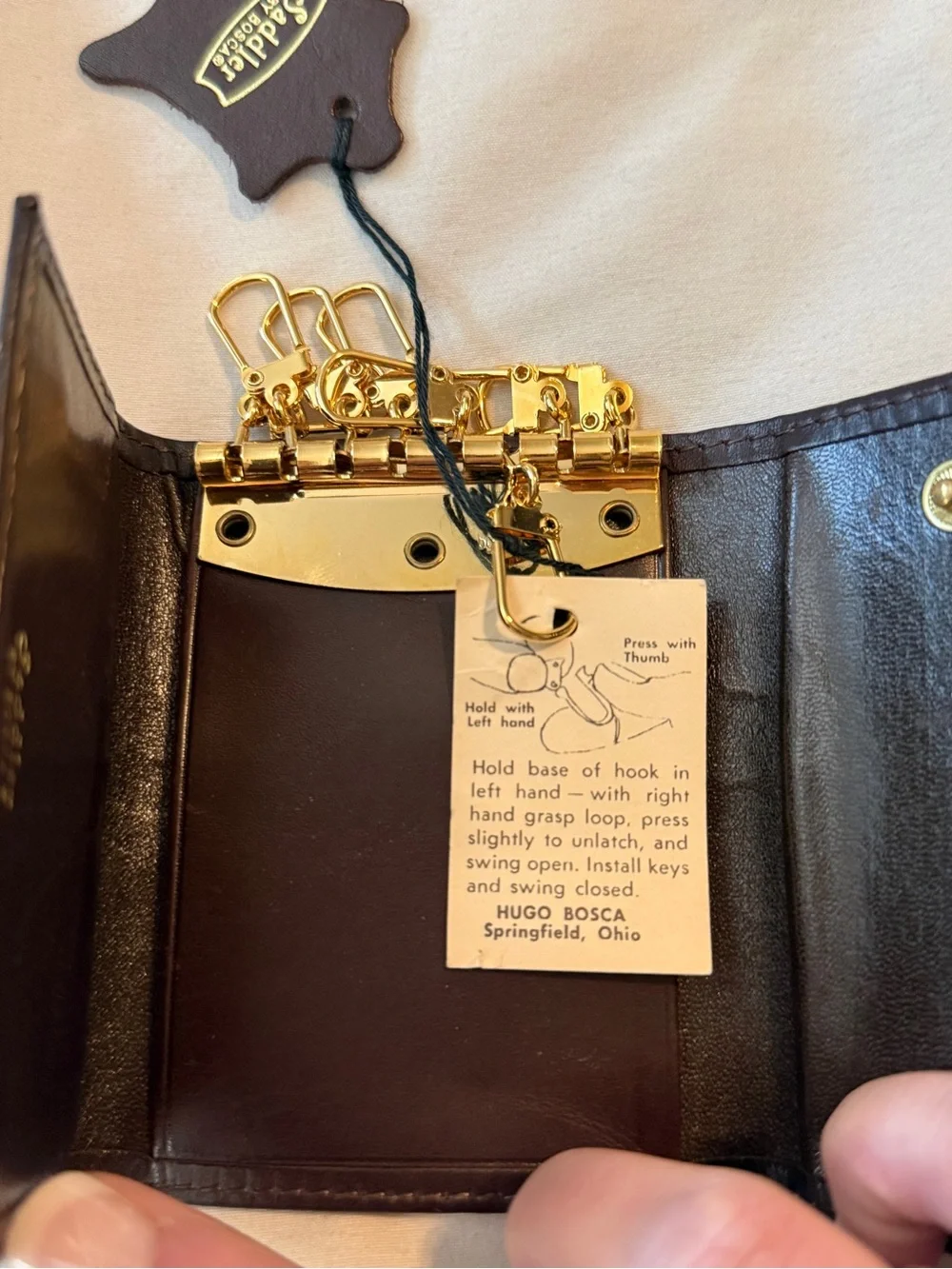 Vintage Saddler By Bosca Brown Leather Wallet Key Holder